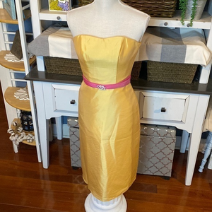 Raylia Designs Strapless Midi Tangerine Homecoming Prom Bridesmaid Dress‎ Size 2